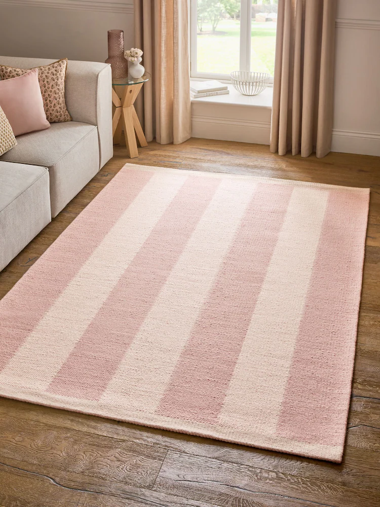 Pink Bold Stripe Woven Rug