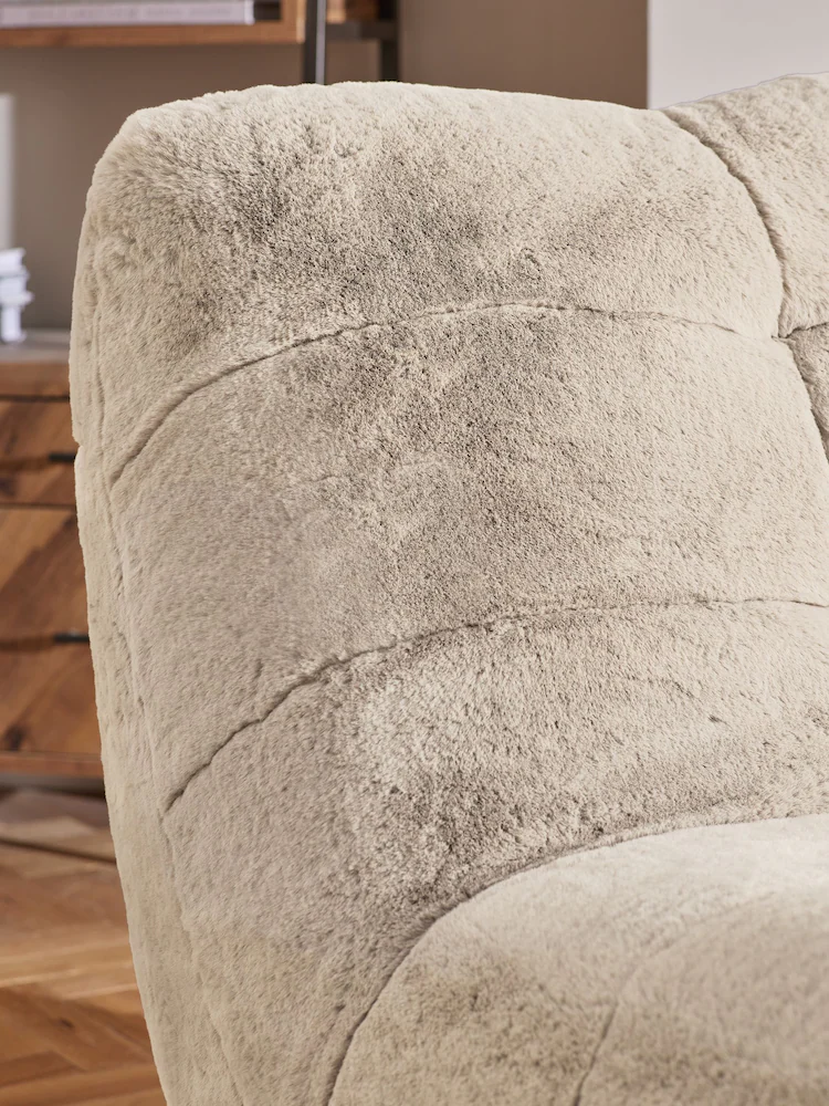 Oslo Faux Fur Mink Natural Lucca Swivel Accent Chair